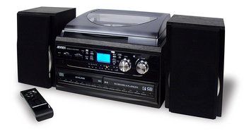 JENSEN JTA980 BLK STEREO TURNTABLE 3SPEED MUSIC SYSTEM WITH by Jensen