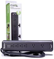 Plugable 6 AC Outlet Surge Protector with Clamp Mount for Workbench or Desk. Built-In 10.5W 2-Port USB Charger... N4