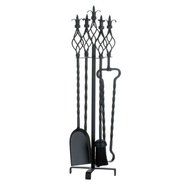 Black Twirling 5-Piece Iron Fireplace Tool Set