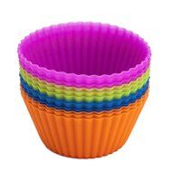 Huji Confetti Festive Colors Reusable Silicone Baking Cups Muffin Cupcake Liners Wraps Molds (12, 2.875)