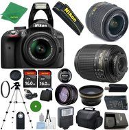 Nikon D3300 - International Version (No Warranty), 18-55mm f/3.5-5.6 DX VR, Nikon 55-200mm f4-5.6G ED DX Nikkor...
