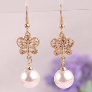 Women 14k Gold Plated Fashion Seashell Pearl Stud Earring C986 N2