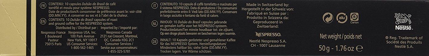 Nespresso OriginalLine: Dulsao Do Brasil, 10 Count