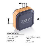 Cudevs M3 Bluetooth Speakers, Wireless, Portable and Waterproof for Outdoors and Shower (Orange) N3
