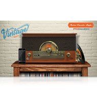 Pyle PTCD56UBGR record player stereo system Turntable stereo system for home CD Bluetooth Wireless audio USB Recording... N8