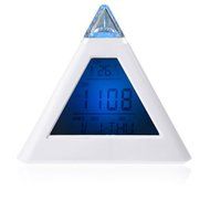 7 LED Color Changing Pyramid Digital LCD Snooze Alarm Clock Triangle Thermometer C/F relogio de mesa reloj despertador N2