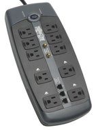 Tripp Lite Isobar 10 Outlet Audio/Video Surge Protector Tel/Modem/Coax/Network 8ft Cord Right Angle Plug (HT10DBS) N7