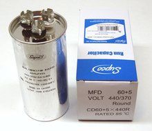 60+5 MFD 440v 440 Volt 50/60 Hz Round Dual Motor Capacitor for Goodman Rheem Trane Amana Carrier