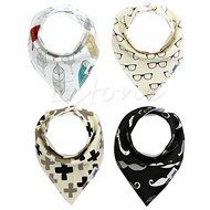 Unisex 4pcs Cotton Baby Feeding Saliva Towel Dribble Triangle Bandana Bibs N2