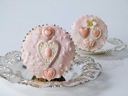 3D floral lace FILIGREE HEART EMBOSSED frame pendant Silicone Mould cupcake topper icing mold for Cake Decorating...