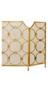 Fireplace Protector Screen w/ 3 Golden Finish Panels for Protection Decoration &amp; Romantic Atmosphere N5