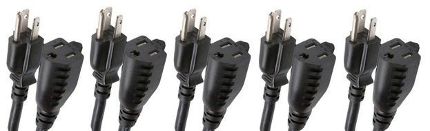 C&amp;E Power Extension Cord 18AWG, Black, NEMA 5-15P to NEMA 5-15R, 10 Amp, 25 Feet, 4-Pack N6