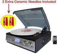 Boytone BT-17DJS 3-speed Stereo Turntable, with 2 extra ceramic needles, Belt Drive, 2 built in Speakers, Digital... N8