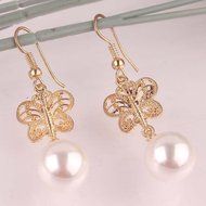 Women 14k Gold Plated Fashion Seashell Pearl Stud Earring C986 N4