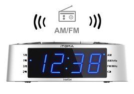 iTOMA Alarm Clock Radio with Digital AM FM, Dual Alarm with Snooze and Sleep Timer, Dimmer Control, Auto Time... N3