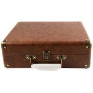 GPO Attache Briefcase Style 3-Speed Portable Vinyl Turntable with Built-in Stereo Speakers and USB Stick for Recording... N35