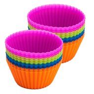 Huji Confetti Festive Colors Reusable Silicone Baking Cups Muffin Cupcake Liners Wraps Molds (12, 2.875) N3