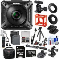 Nikon KeyMission 360 Wi-Fi Shock &amp; Waterproof 4K Video Action Camera Camcorder + Action Mounts + 64GB + Battery...