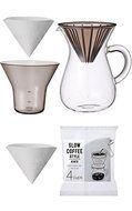 Carafe Coffee Set by Kinto Japan for "Slow" Coffee with Extra Filters (Total of 80 Filters)