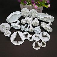 HomeyHouse&reg; 22 Pieces Fondant Cake Cookie Plunger Cutter Sugarcraft Snow Flower Christmas Tree Leaf Shape Decorating...