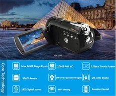 Boblov ORDRO HDV Full HD Digital Video Camera Recorder LCD Touch Screen 1080P 3.0-in Rotatable Camcorder DV DVR... N20