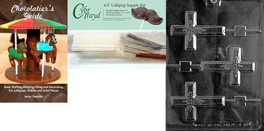 Cybrtrayd R068 Large Cross Lolly w/ Flowers Chocolate Candy Mold with Exclusive Cybrtrayd Copyrighted Chocolate...