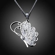 925 Sterling Silver Plated Women Swarovski Butterfly Chain Pendant Necklace N5