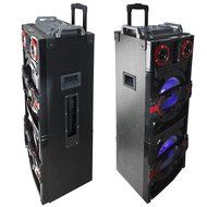 EMB PKL122PRO 1800W Double 10" Woofer w/ LED Lights - Trolley LOUD Portable Speaker System - Built-in Bluetooth... N2