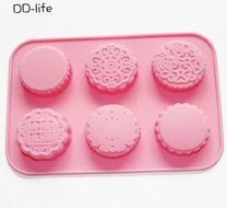 DD-life 6-cavity Round Mooncake Chocolate Muffin Cupcake Soap Silicone Mold Pan Tray