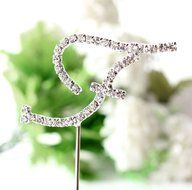 26 English Letters Monogram Decor Crystal Rhinestone Cake Topper Decoration for Birthday Party Wedding - Silver...