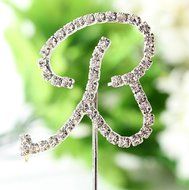 26 English Letters Monogram Decor Crystal Rhinestone Cake Topper Decoration for Birthday Party Wedding - Silver... N2