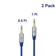 3.5mm Auxiliary Audio Cable APXX 2-Pack Male To Male Stereo Gold Plated Connector (0.5Ft &amp; 1Ft) N5