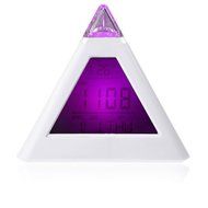 7 LED Color Changing Pyramid Digital LCD Snooze Alarm Clock Triangle Thermometer C/F relogio de mesa reloj despertador N4