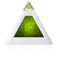 7 LED Color Changing Pyramid Digital LCD Snooze Alarm Clock Triangle Thermometer C/F relogio de mesa reloj despertador N6