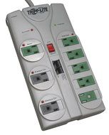 Tripp Lite 8 Outlet Eco-Surge Protector Power Strip Tel/Modem/Coax/Ethernet 8ft Cord Right Angle Plug (AV88SATG) N2