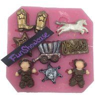 Funshowcase Wild West Cowboy Theme Silicone Candy Mold, for Cake Cupcake Decorating, Crafting, Polymer Clay, Resin N3