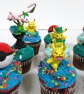 POKEMON GO 14 Piece Birthday CUPCAKE Topper Featuring Random Pokemon Figures, Poke Balls, and More