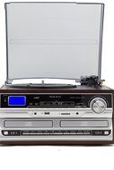 TechPlay ODC174WD SP, 3 speed turntable W/Cassette Player, Radio with presets, AUX in, RCA out, USB SD MP3 Encoding... N8