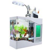 Taotuo USB Desktop Mini Fish Tank Aquarium LCD Timer Clock LED lamp Light White N2