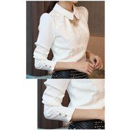 Evtech(tm) Women's Floral Long-sleeve Collar Pullover Polo Slim Casual Fashion Style Shirt - S N7