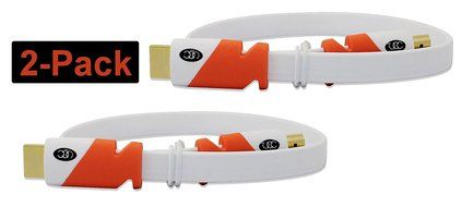 FLAT HDMI Cable 2.0 - 3 Ft, Ultra Clarity High Speed Flexible Cord (2PK 3 Feet / 1 meter Each) HDMI Flat Wire,... N6