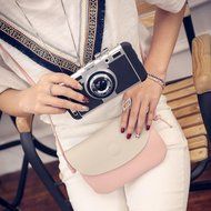 Women Bags Creazy Clamshell Fashion Embossed Purse Shoulder Diagonal Package (Black) N7