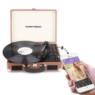 Musitrend Bluetooth Turntable Portable Suitcase Record Player with Built-in Speakers, USB/SD Recorder, Rechargable... N7