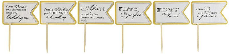 All About Details Gold Matte 50th Birthday Quotes Cupcake Toppers, Set of 12