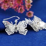 New Fashion Women Lady Elegant Butterfly Crystal Rhinestone Ear Stud Earrings N5