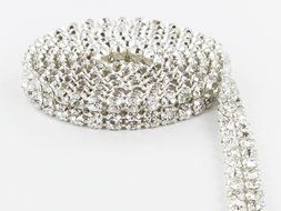 Crystal Cake Ribbons Real Rhinestones Bling Diamond Cake Ribbon Banding (5 Row 2 Yards)