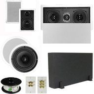 Theater Solutions 5.1 Home Theater 4 Speakers Set with Center, 8" Powered Sub and More TS5W6CL51SET1