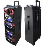 EMB PKL122PRO 1800W Double 10" Woofer w/ LED Lights - Trolley LOUD Portable Speaker System - Built-in Bluetooth... N3