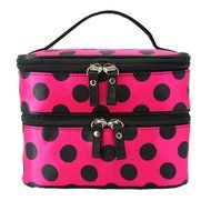 Creazy&reg; Double Layer Cosmetic Bag Travel Toiletry Makeup Bag (Hot Pink)