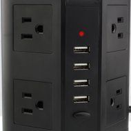 ISelector Charging Station with 4 USB, 8 AC Outlet and Power Cord 6.5 Feet (Black) N3